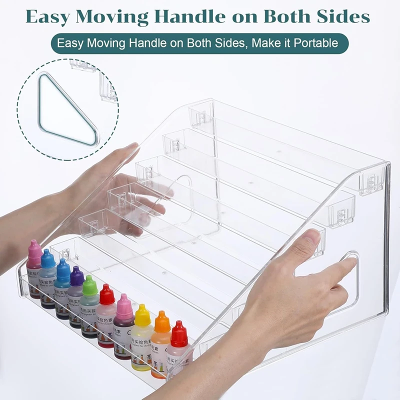 7-Tier Acrylic Paint Organizer With Pen Holder - Staircase Design For Art Supplies