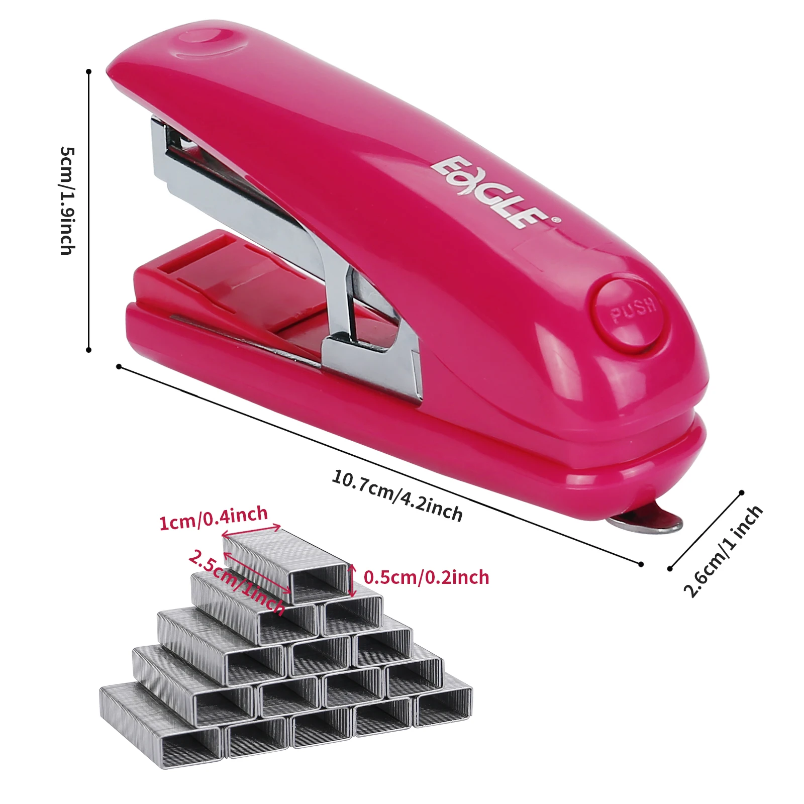 Mini Stapler Set Eagle Mini Stapler,10 Sheets Capacity,With free 1000 No 10 Staples,Convenient Built-in Staple Remover,school and office supplies