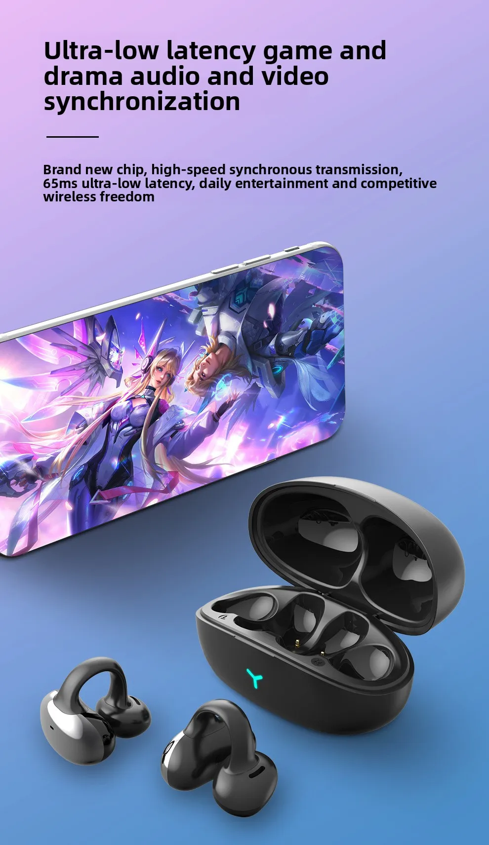 Bluetooth Headphones New Cross-Border Ear Clip Headphones Wireless Large Batter