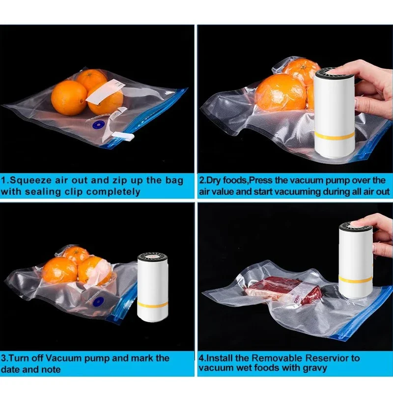Easy One-Hand Automatic Operation Handheld Vacuum Sealer Portable Vacuum Sealer Avoid Cross Contamination of Food +100 pcs Bag Sealer Portable Sealing Machine Food Vacuum Sealer