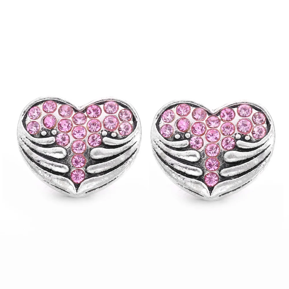 20pcs 12mm Snap Jewelry Crystal Heart 12mm Metal Snap Buttons for DIY Interchangeable Snap Button Bracelet Necklaces Earrings