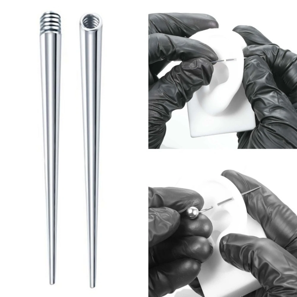 2PCS Internal & External Thread Steel Body Piercing Kit 14G (1.6mm) & 16G (1.2mm) Eyebrow Lip Ear Tongue Needle Tool