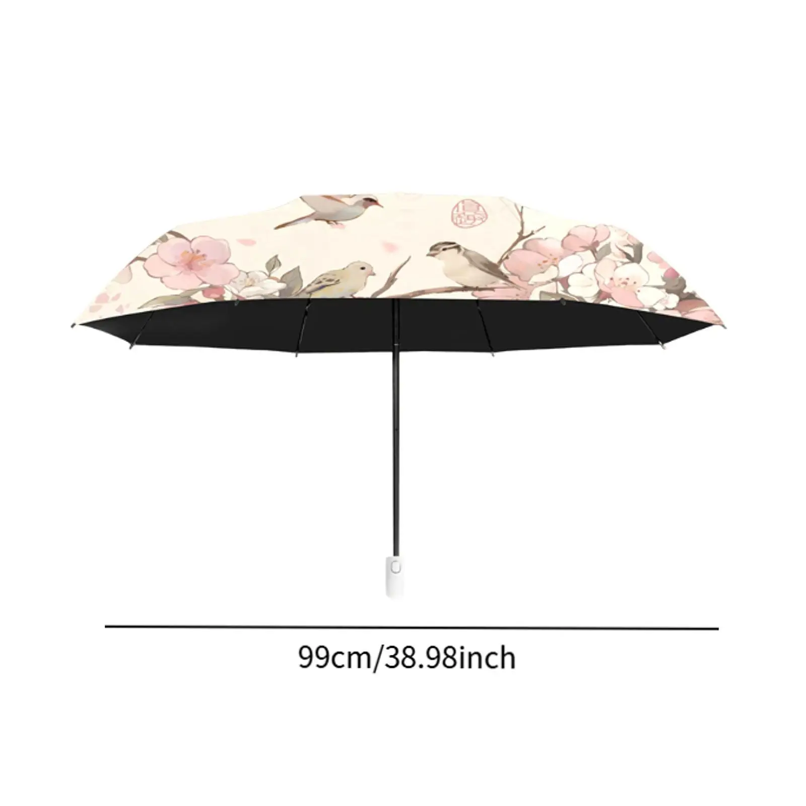 Sun Umbrella Auto Open and Close Large Windproof Compact Floral Print Weatherproof for Women Lightweight Sun Protection Umbrella