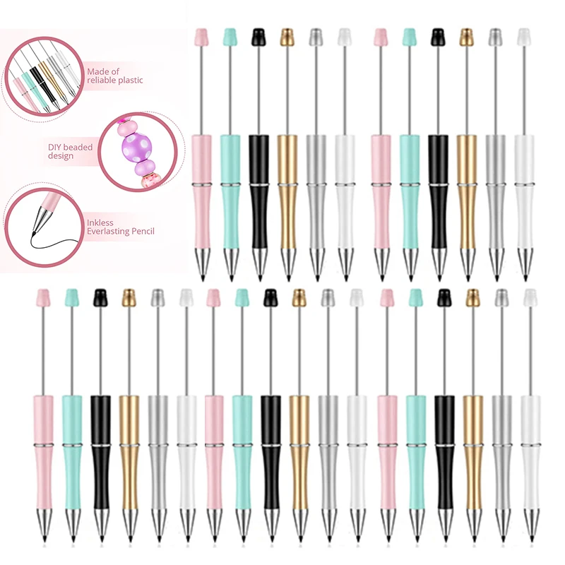 30 Pz Palstic Beadable Pencil Bead Matita Eterna Matita Eterna Per Scrivere Disegno Regalo Fai Da Te Home Office Materiale Scolastico