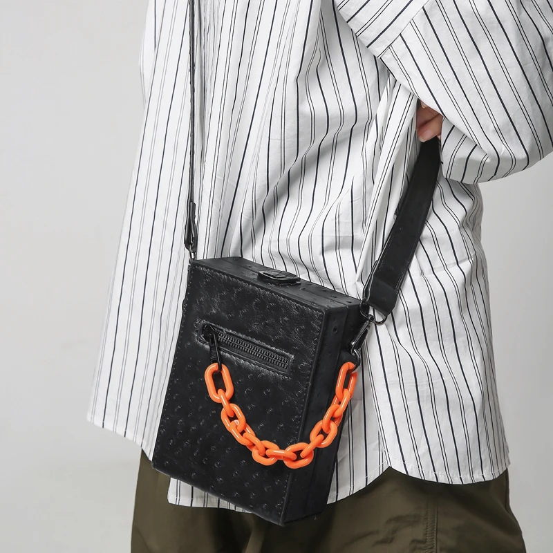 Black Punk Crossbody Mini Bag Card Purse with Chunky Chain