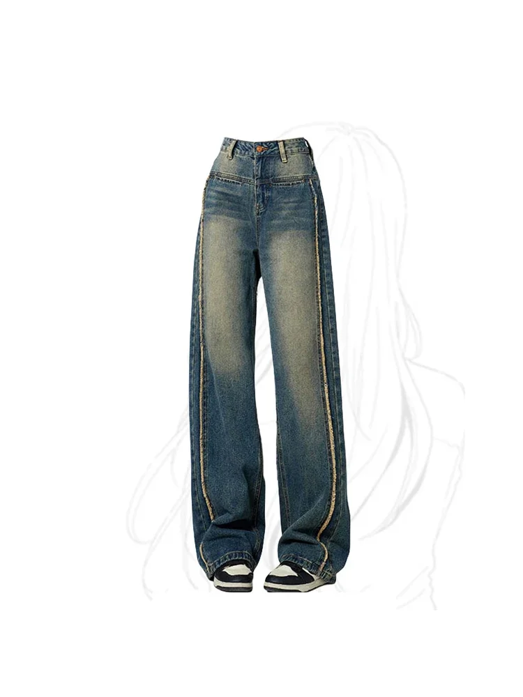 

Women's 90s Vintage Jeans Y2k Korean Oversize High Waist Wide Leg Denim Trousers Harajuku Baggy Jean Pants 2000s Grunge Clothes