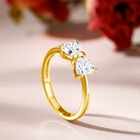 Heart Shaped Moissanite Bowknot Ring 14K Gold