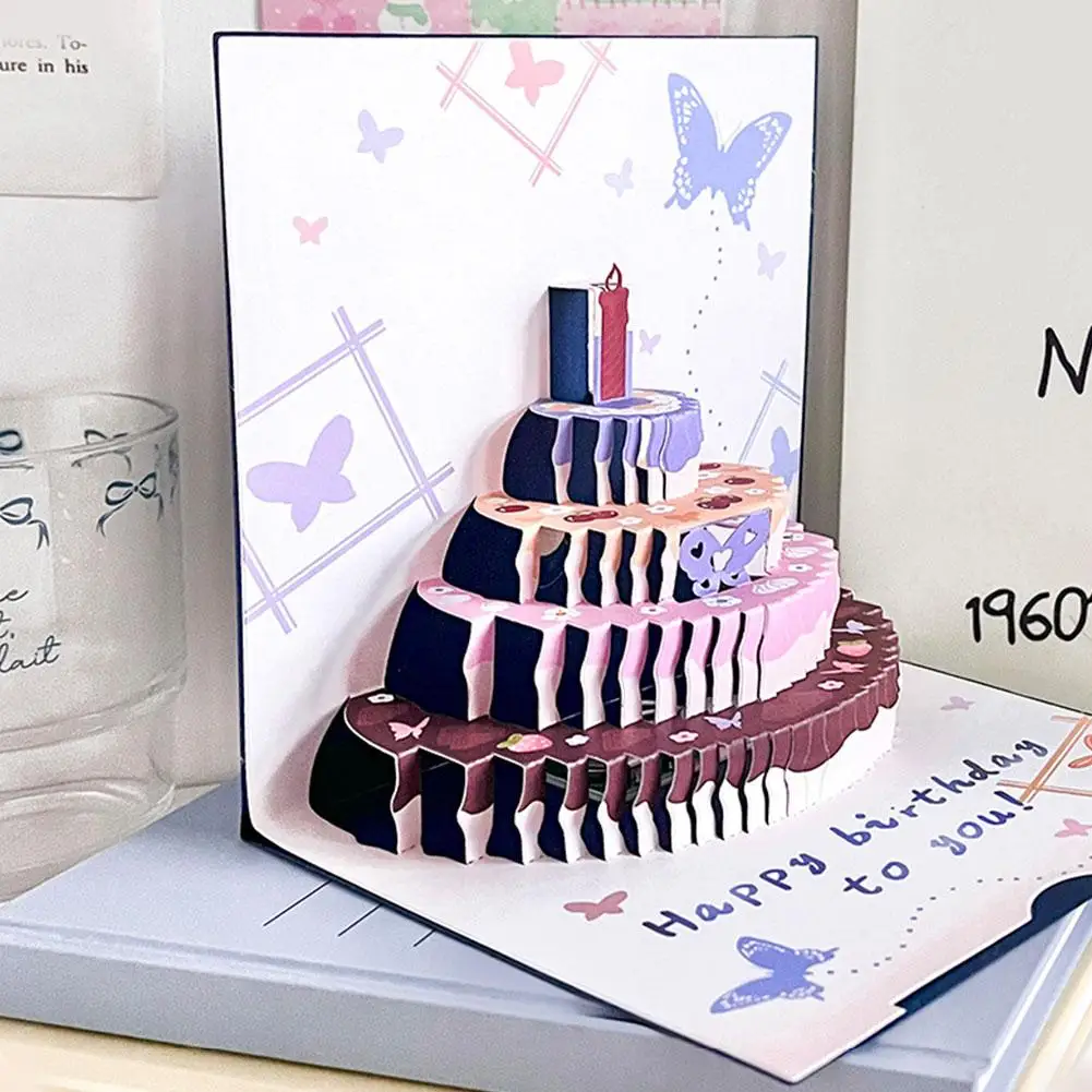 3D Music Light Birthday Card Creative Pop Up Cake Musical Light Greeting Card Birthday Party Gift Message Envelope For All greeting cards