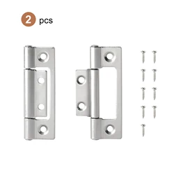 Set of 2 Flat Metal 360 - Degree Hinges for Cabinetry and Home Furniture (Nickel 3 inch 2pcs)