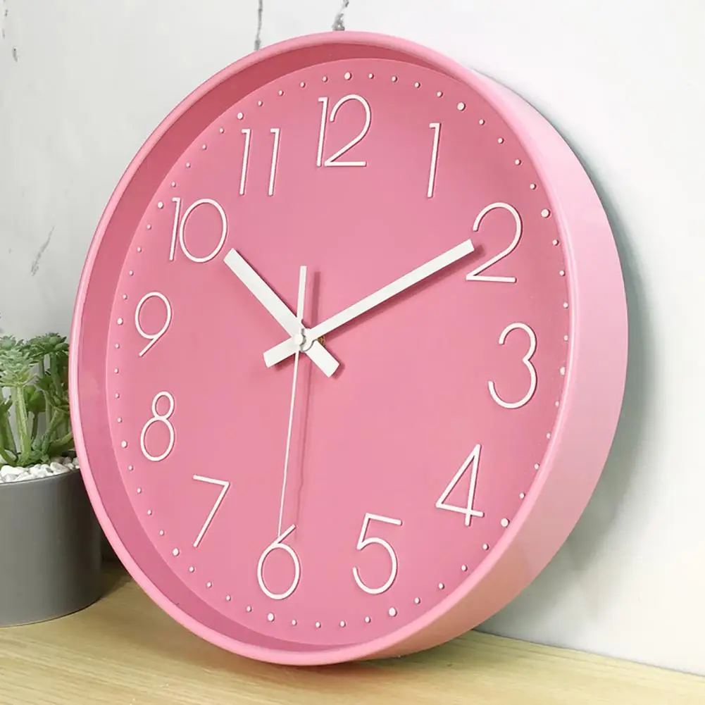 10 Inch Wall Clock Round Hanging Noiseless 3D Number Clock Precise Anti-fog Mirror Surface Quartz Household Supplies