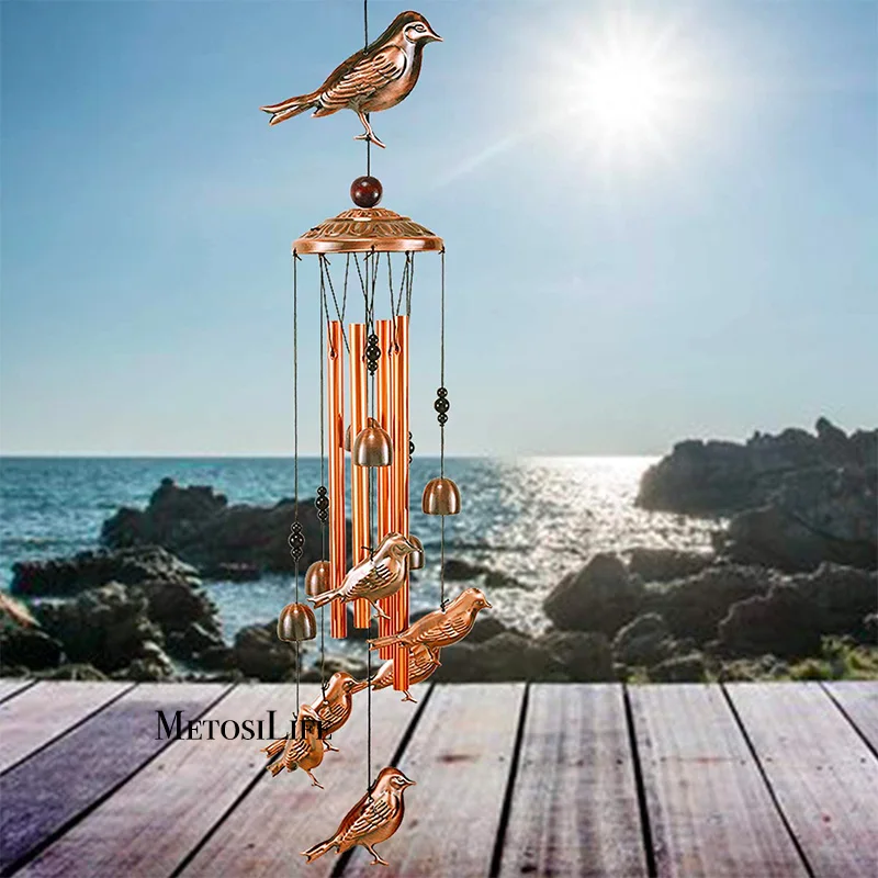 Hummingbird Retro Wind Chime With S Hook Portable Wind Bell Bird Catcher Aluminum Chime For Garden Yard Decoration