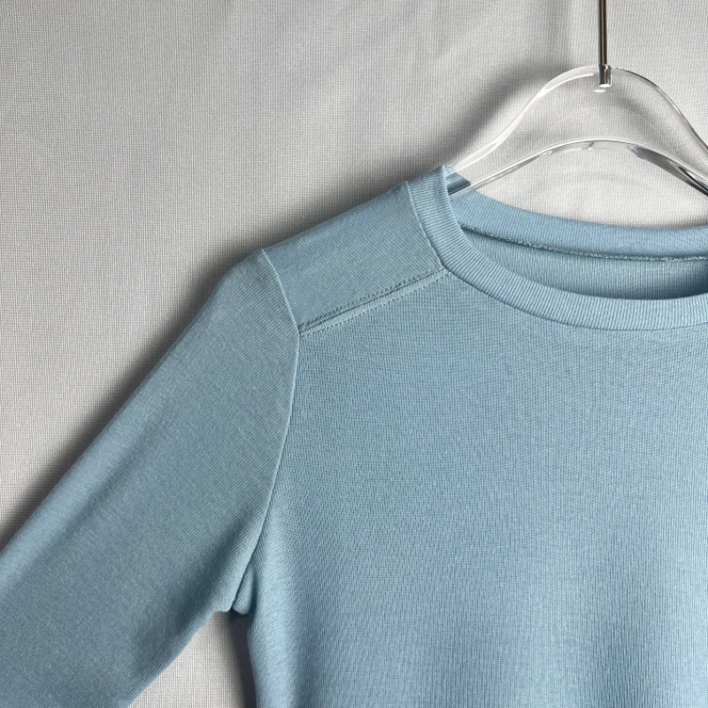 Women Long Sleeve T Shirt O Neck Solid See Through