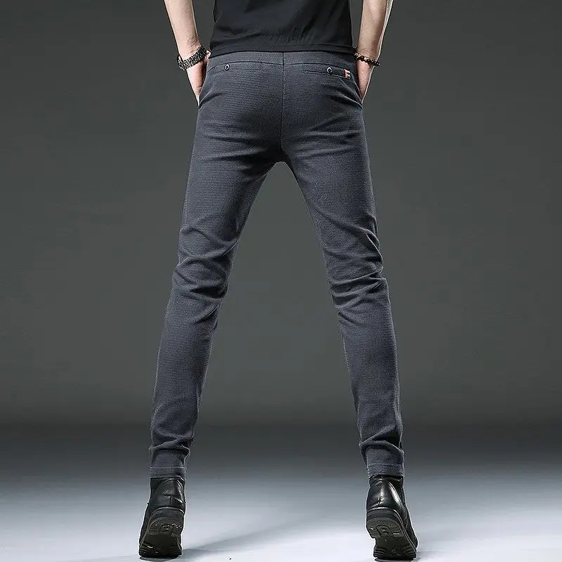 Autumn Winter Korean Harajuku Trousers All Match Vintage Jeans Men Casual Trend Solid Pockets Straight Leg Pant New Male Clothes