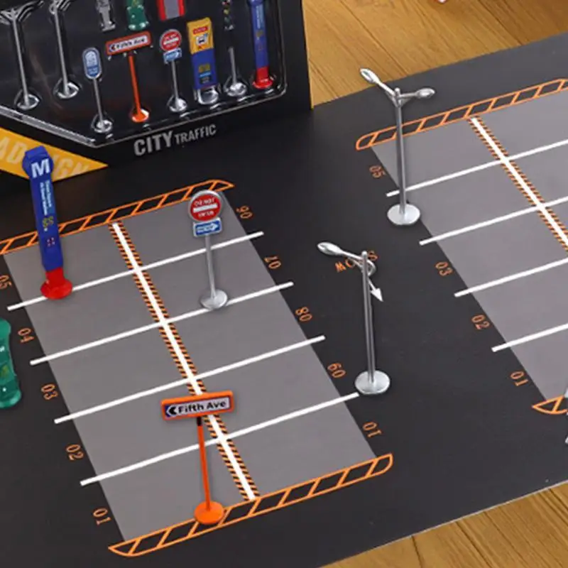 Road Signs Toy Street Road Signs Toy Traffic Urban Transportation Model Toys Mini Traffic Educational Playset With
