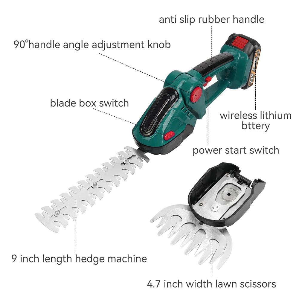 Podofo 2-in-1 Kabelloser Elektrischer Heckenschneider Gartenschere Unkrautschneider Garten-Trimmwerkzeug für Makita-Akkus – Detail 9