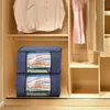 2 Pcs Clothes Storage Bag 90L Large Capacity Foldable Closet Organizer Thick Fabric Clear Window Dual-Zipper 3
