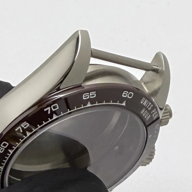 316L Edelstahl 39 mm VK63 Silber Uhrengehäuse Saphirglas Keramik/Stahl Lünette passend für VK63 Quarzwerk Uhrenzubehör – Detail 6