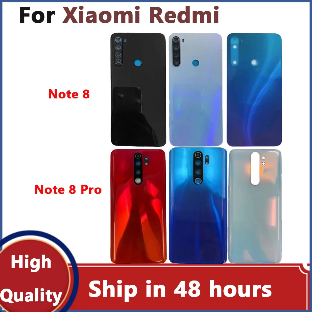 

Задняя стеклянная крышка батарейного отсека для Xiaomi Redmi Note 8 Pro, задняя панель корпуса Redmi Note 8, чехол с логотипом и оригинальным клеем