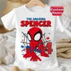 Summer 2025 Kid 2 3 4 5 6 7 8 Marvel Spiderman Girl Birthday Short Sleeve Shirt Spider-Man Boy Personalize Name Birthday Clothes 1