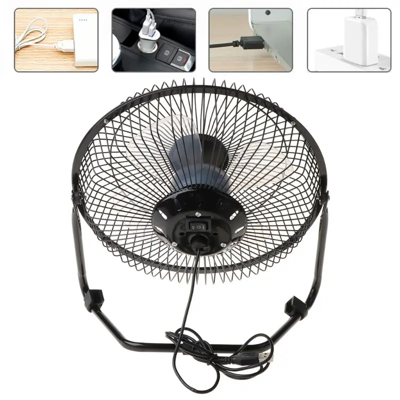 Portable Metal 8 Inch USB Fan USB Powered Desk Fan with 2 Speeds Switch Personal Cooling for Notebook Laptop Home Office