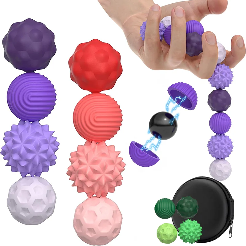Kid Silicone Magnetic Sensory Balls Fidget Toy Worry Balls Autism Calming Fidgeting Toy Adults Anxiety Relief Stress Sensory