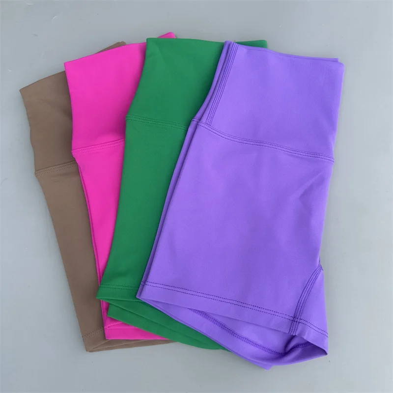 Sexy Yoga Shorts Women's Sports Shorts Gym Solid Color Fitness High Waist Hip Hot Girl 3-Point Pants Naked And Traceless