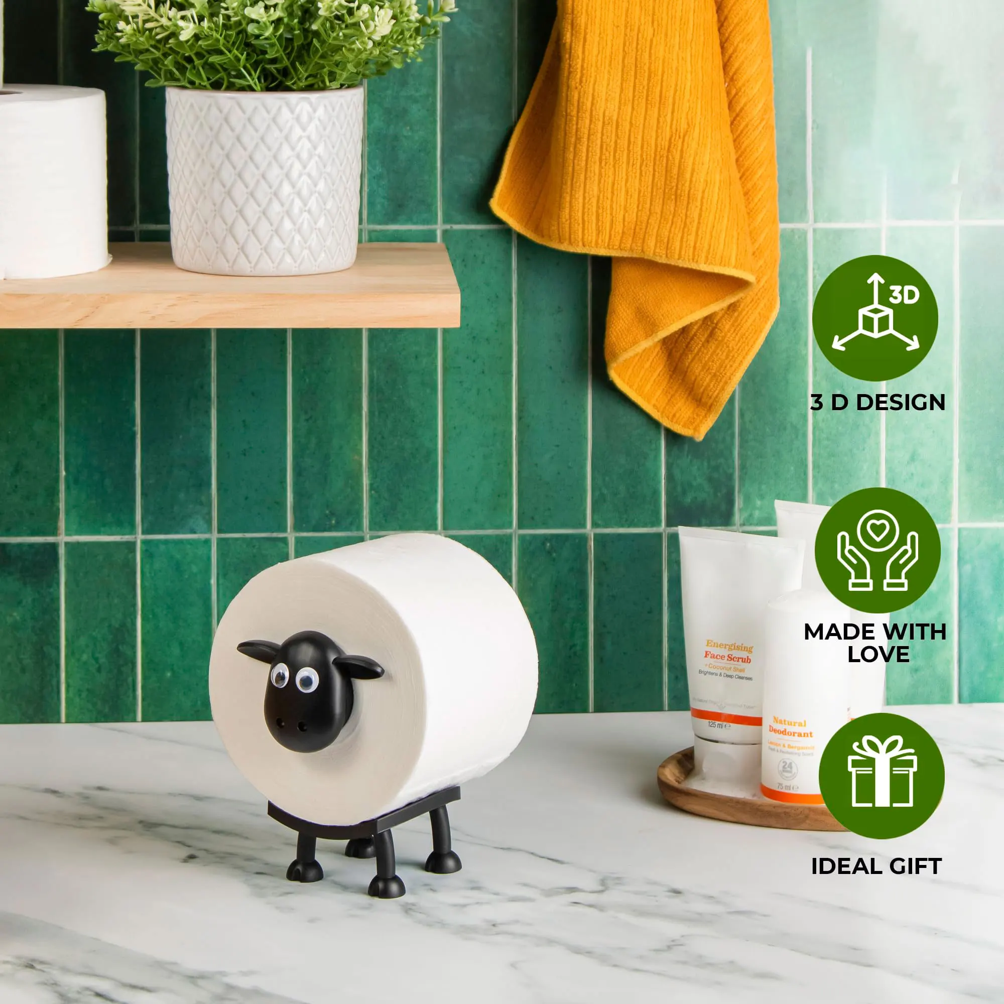 1/2pcs Black Sheep Toilet Paper Holder, Fun Toilet Paper Holder, Independent Bathroom Set, 3D Printed Black Sheep Toilet Paper 3