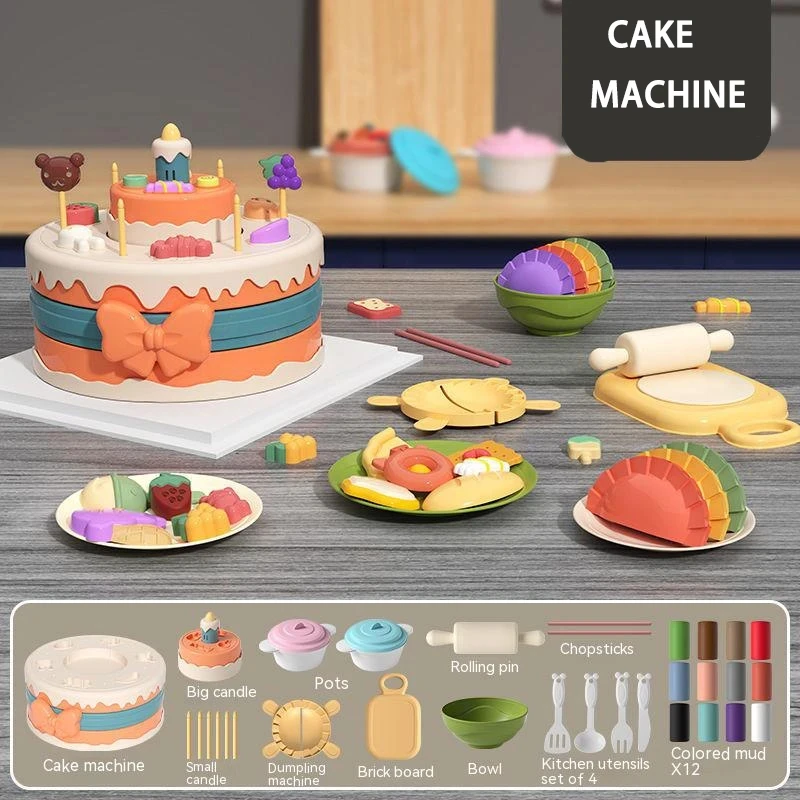 Play Dough Tools 3D Plasticine Mold Modeling Clay Noodle Maker Diy Plastic Play Dough Tools Sets Toys Ice Cream Color Clay for Kids Birthday Gift
