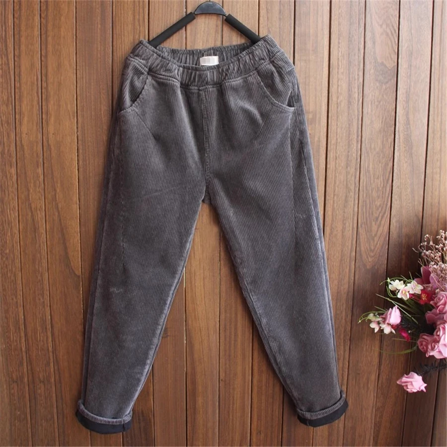 Pantalon décontracté en velours côtelé - Marque - Modèle - Taille haute