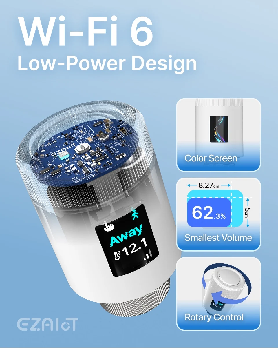 Tuya wifi6 Smart home TRV 1-6PCS thermostatic radiator valve actuator programmab