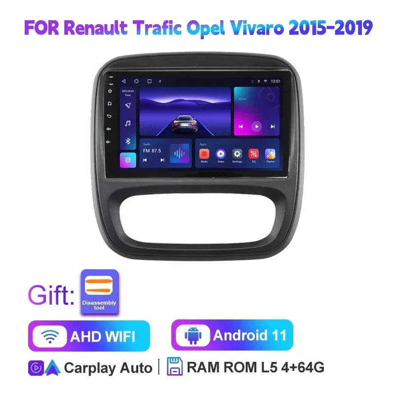 OiLiehu Autoradio Android 13 Per Renault Trafic 3/Opel Vivaro B - 9 Pollici, 4+64GB, CarPlay Wireless, GPS, 32EQ - 4