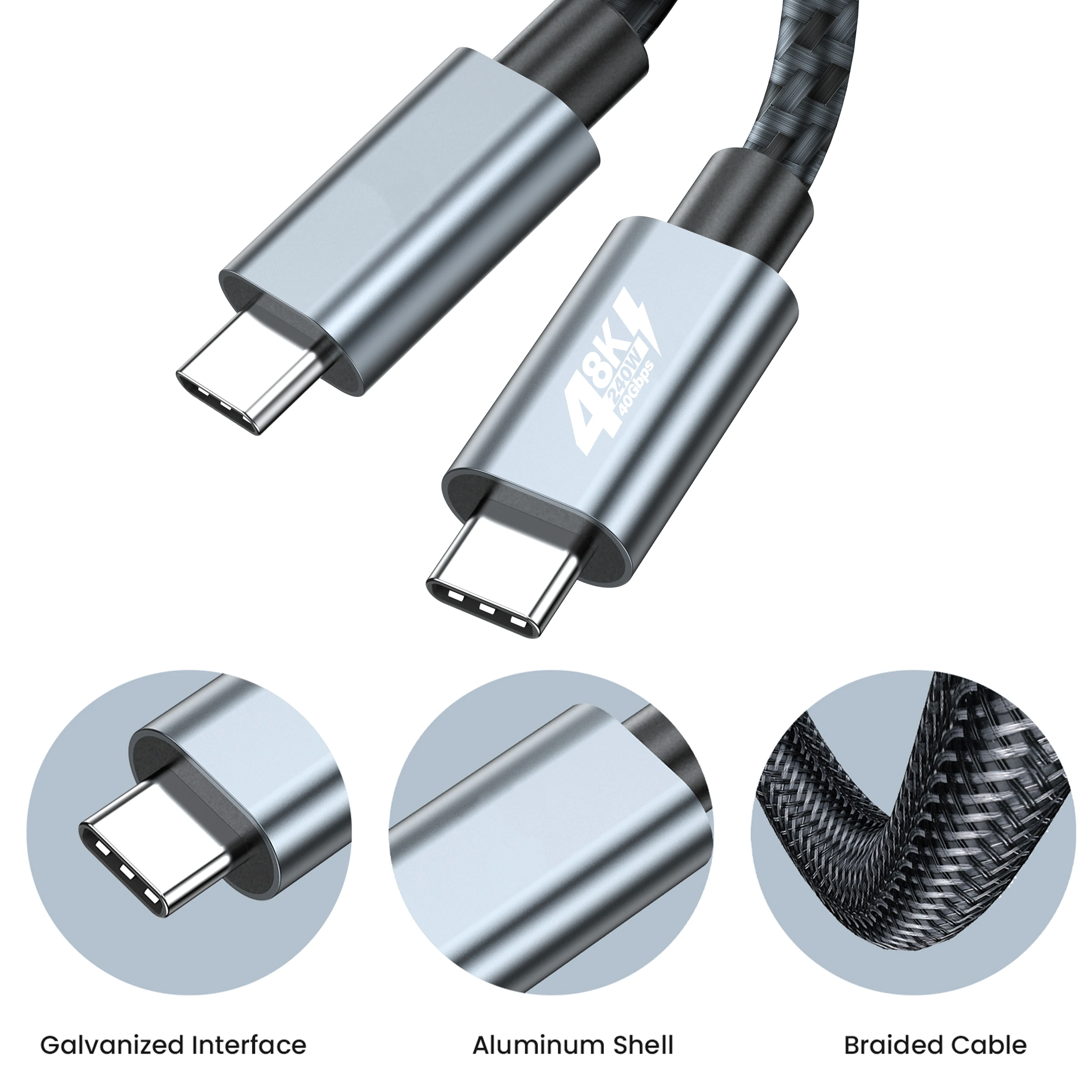 Type c cable Thunderbolt 4 cable USB adapter cable NIERBO USB C Cable Male to Male USB 4.0 240W 40Gbps Type C Thunderbolt 4 Cable 8K@60hz Video Super-Fast Data Charging
