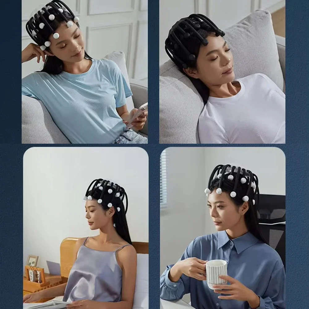 NEW Electric Head Massager Head Scratcher Bluetooth Music Vibration Octopus Scalp Massage For Better Sleep Decompress Relax