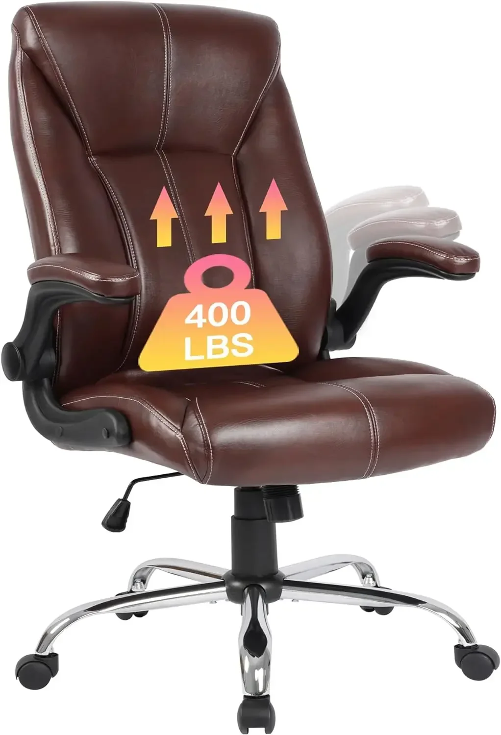 

Furniture suppliesBig and Tall Office Chair for Heavy People 400lb, Executive Desk Computer Chair Adjustable Flip-up Armrests, P