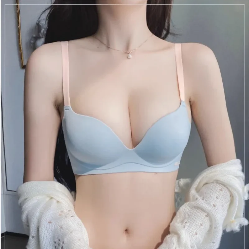 

Small Breast Push-up Women's Top Support Secondary Breast Seamless Anti-sagging Bra Set