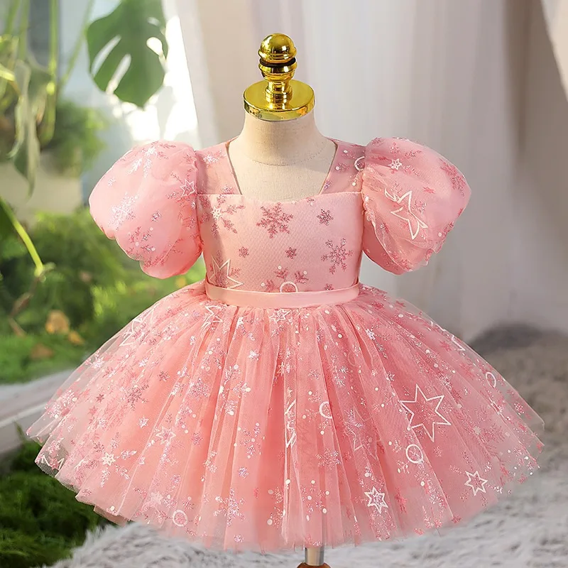 

2023 Young Girls Sequined Prom Dress Teenager Girl Star Sequins Ball Gowns Children Birthday Party Pageant Formal Vestidos