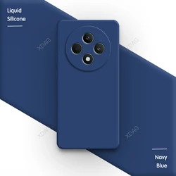 Soft Square Liquid Silicone Case with Camera Protection - Simple Original Back Cover for OPPO Reno12F (Navy Blue)