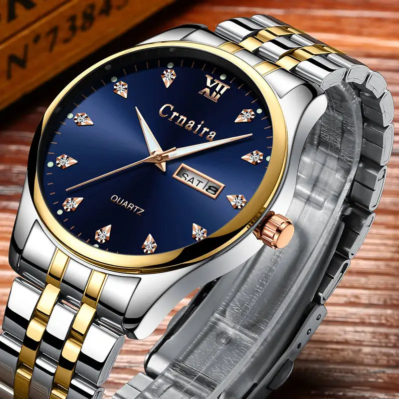 Men's Watches Luxury Brand Rhinestone Waterproof Watch Montre New Fashion Stainless Steel Men Quartz Wrist Watches Relojes reward new fashion watches with black stainless steel top brand luxury sports chronograph quartz watch men relogio masculino