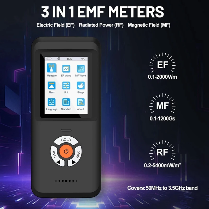 T36C EMF Meter, Rechargeable Digital Electromagnetic Field Radiation Detector Hand-Held Digital LCD EMF Detector