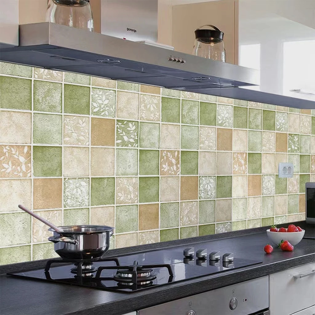 Thickened High Temperature Resistant Waterproof Oil Proof Self-adhesive Wallpaper Room Decoration Kitchen Cabinets Stove Hood