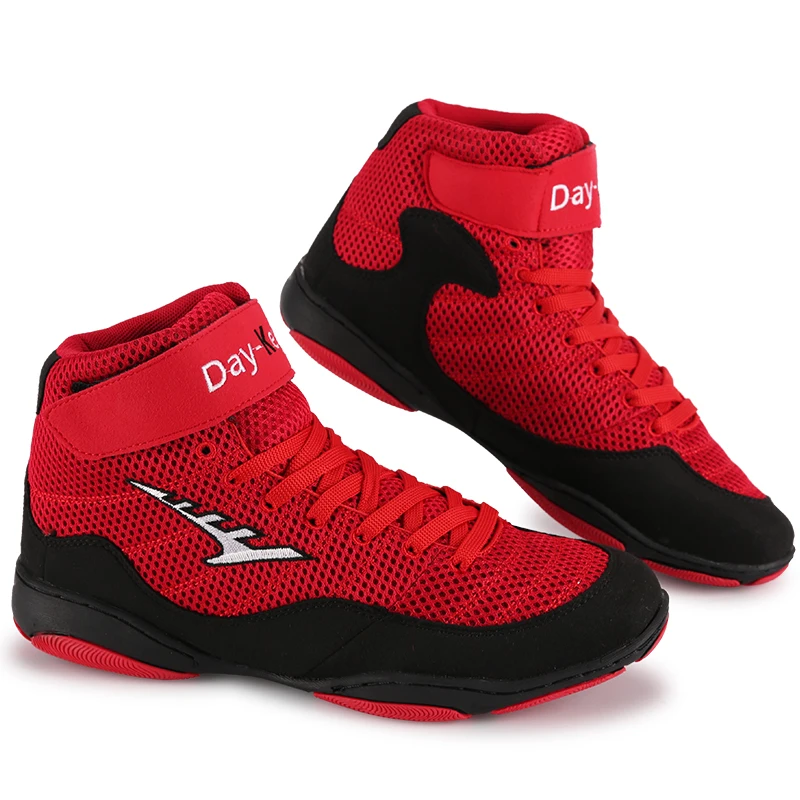 Professional Fighting Shoes Neutral Red Wrestling Boots Mesh Breathable Boxing Shoes Wrestling Professional Fighting