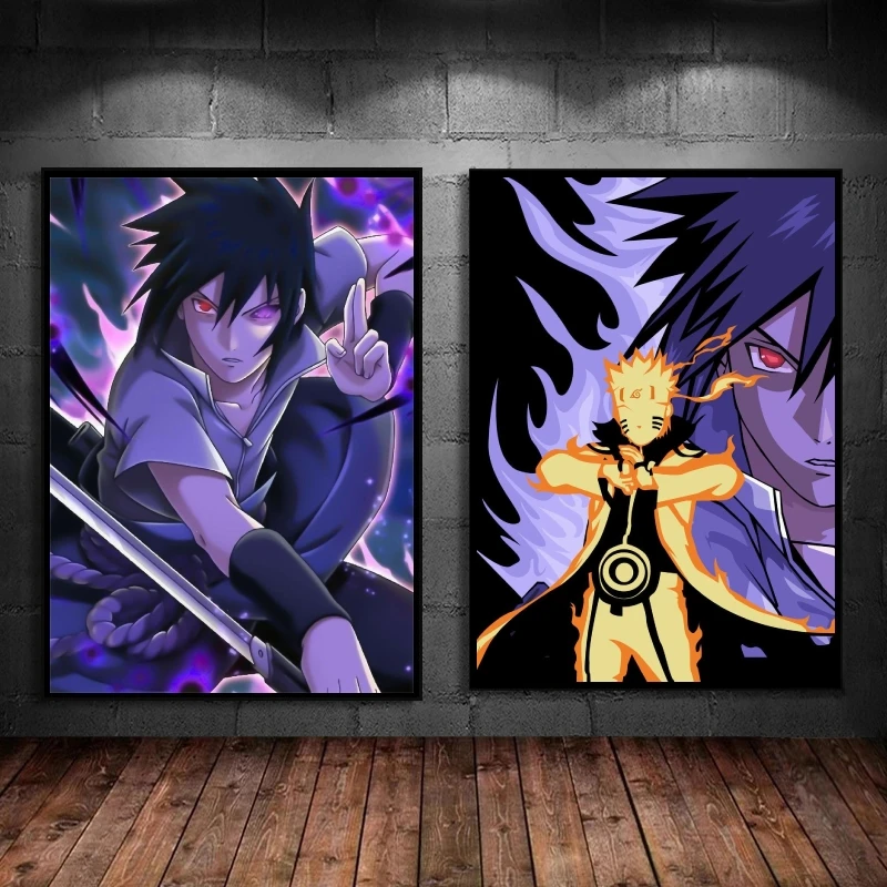 

Canvas Artwork Painting NARUTO uchiha sasuke Wall Stickers Hanging Cartoon Character Picture Aesthetic Poster Modular Prints