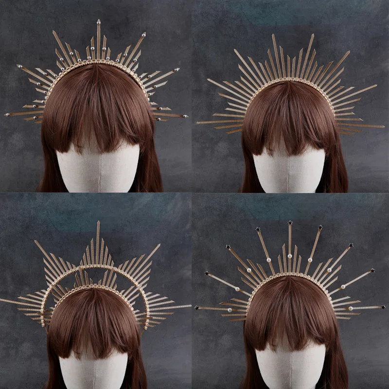 Corona Aureola BLESSUME In Lega Dorata | Copricapo Dea Per Feste E Costumi - Foto 11