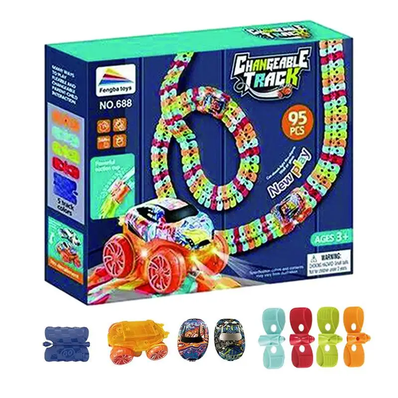 

Puzzle Racer Car Track Set Track Car Toys Glow in the Dark Cars Race Track Flexible Track Educational Puzzle Track Car Playset