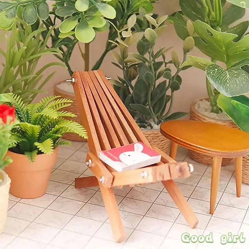 

1Pc 1:12 Dollhouse Miniature Chair Folding Chair Armchair Model Decor Toy Doll House Furniture Accessories