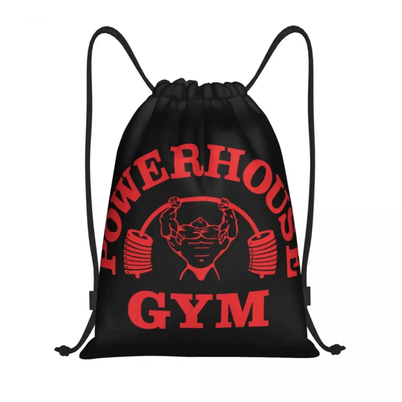 

Red Powerhouse Gym Drawstring Backpack Women Men Sport Gym Sackpack Portable Fitness Building Muscle Shopping Bag Sack