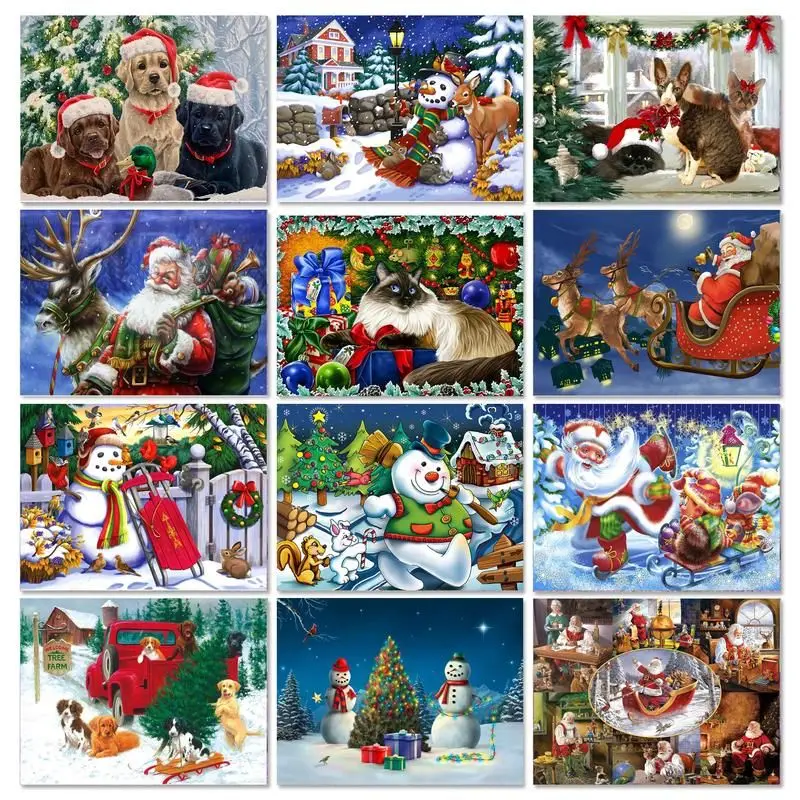 

Картины GATYZTORY по номерам, рисунок на холсте, акриловая краска для детской рождественской масляной картины, Раскраска по номерам, Настенная Декорация