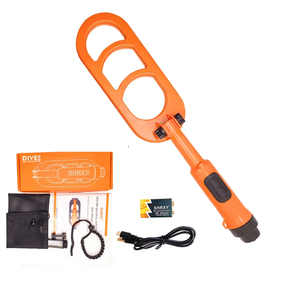 Underwater Scuba Metal Detector Folding Waterproof Pulse Scan with 9V USB Rechargeable Battery