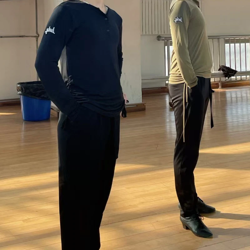 Dance Pants Men's Professional Latin Dance Practice Modern Loose Trousers Rumba Tango Wear DQS7378