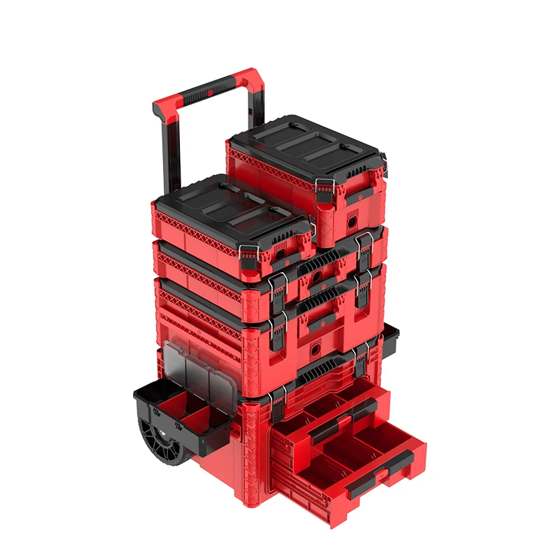 Adjustable Organizer Tray Durable Folding Toolbox Plastic Material Secure Storag